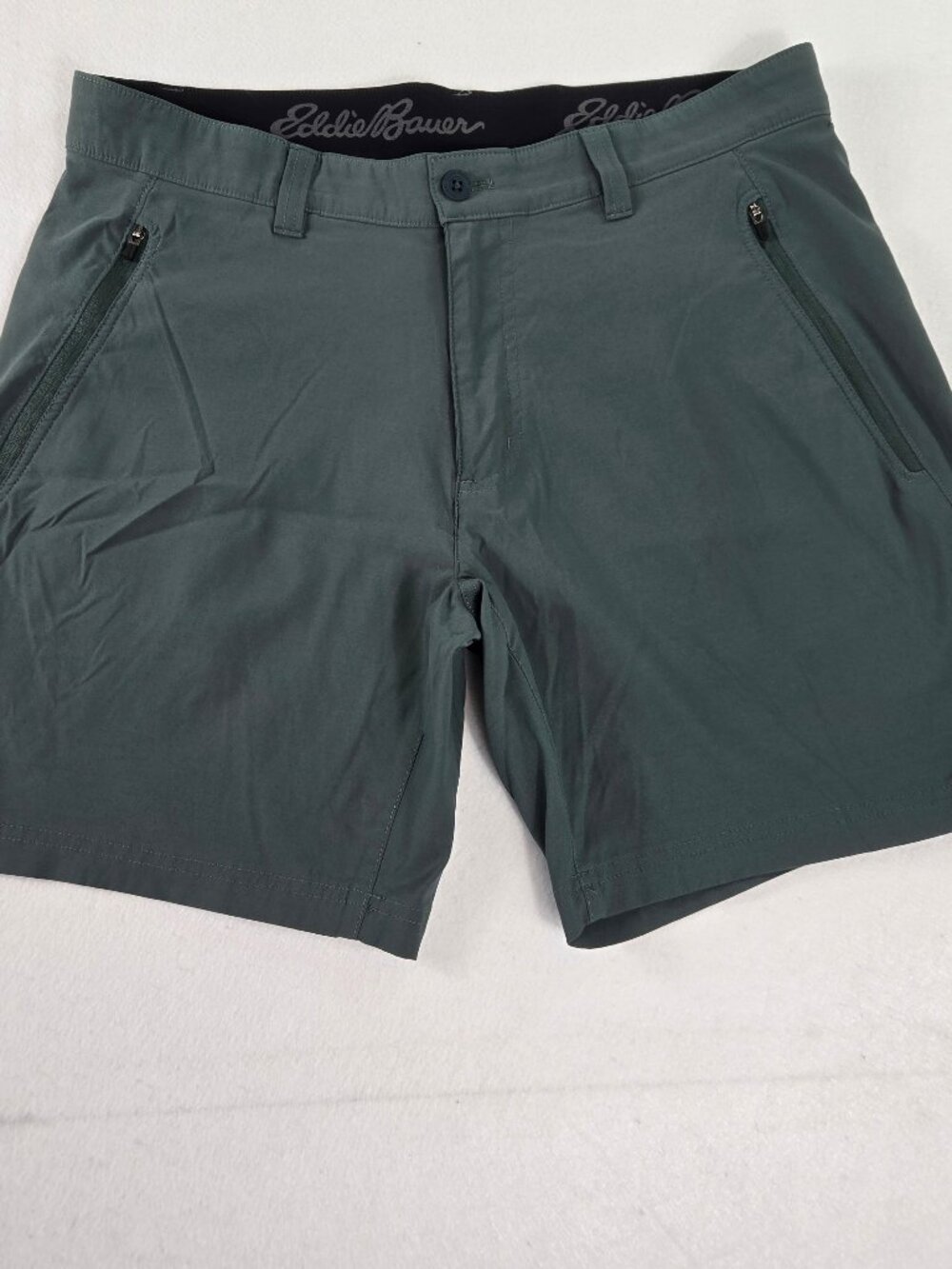 Eddie Bauer Men's Green Shorts with Zipper Pockets
